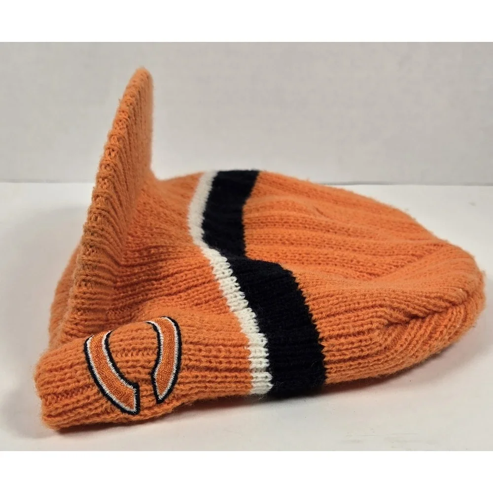 Y2K Chicago Bears Stocking Cap Knit Hat With Brim Orange Youth NFL Football
